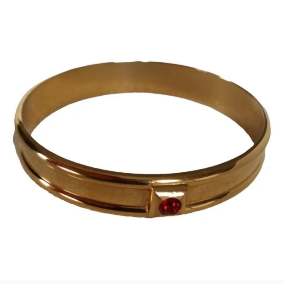 Yves Saint Laurent Gold and Red Bangle Bracelet - Picture 1 of 6